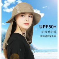 23年春夏新款護(hù)脖防曬漁夫帽UPF50+